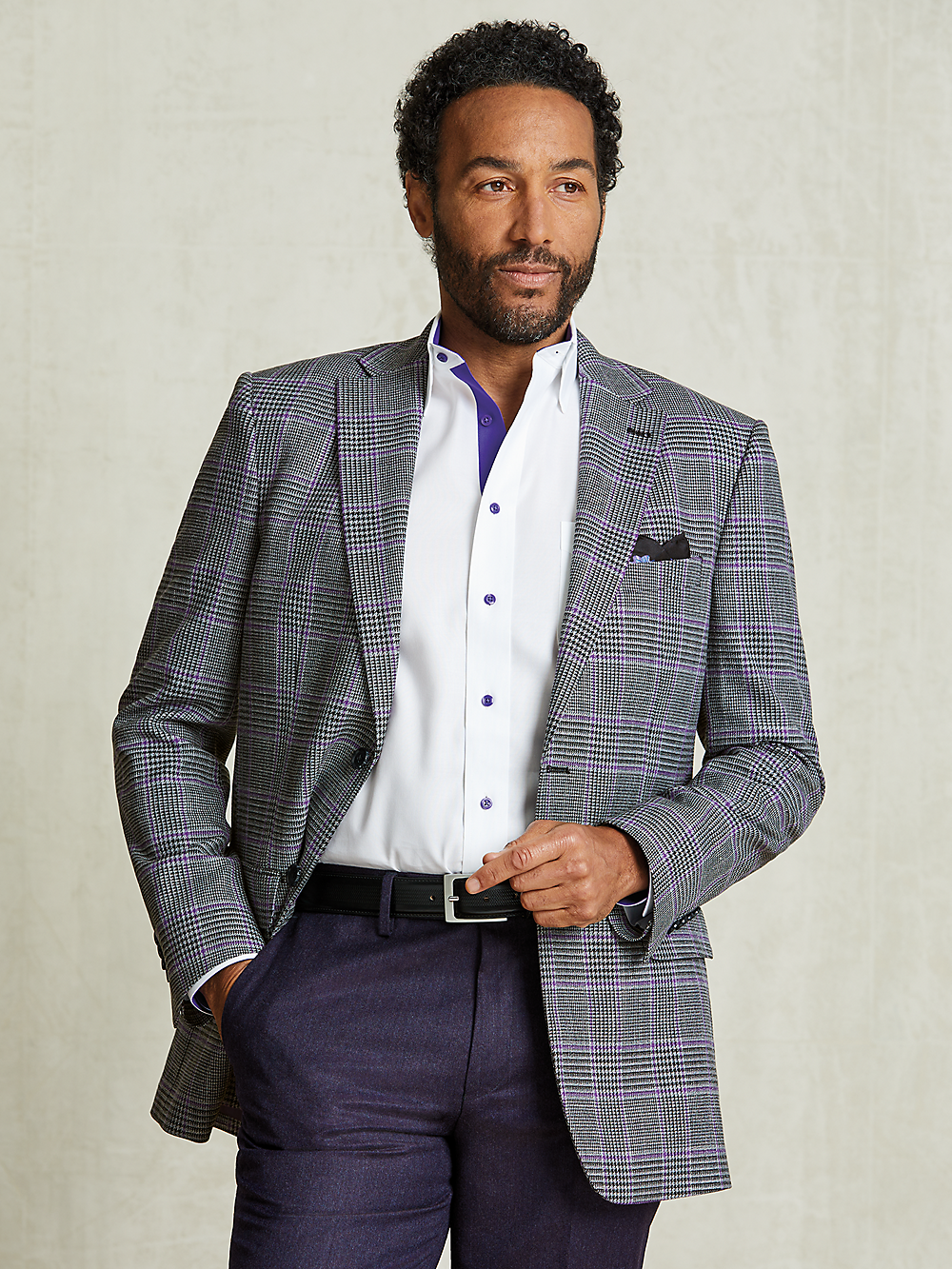 Alternate Image of Microfiber Windowpane Single Breasted Notch Lapel Sport Coat-7