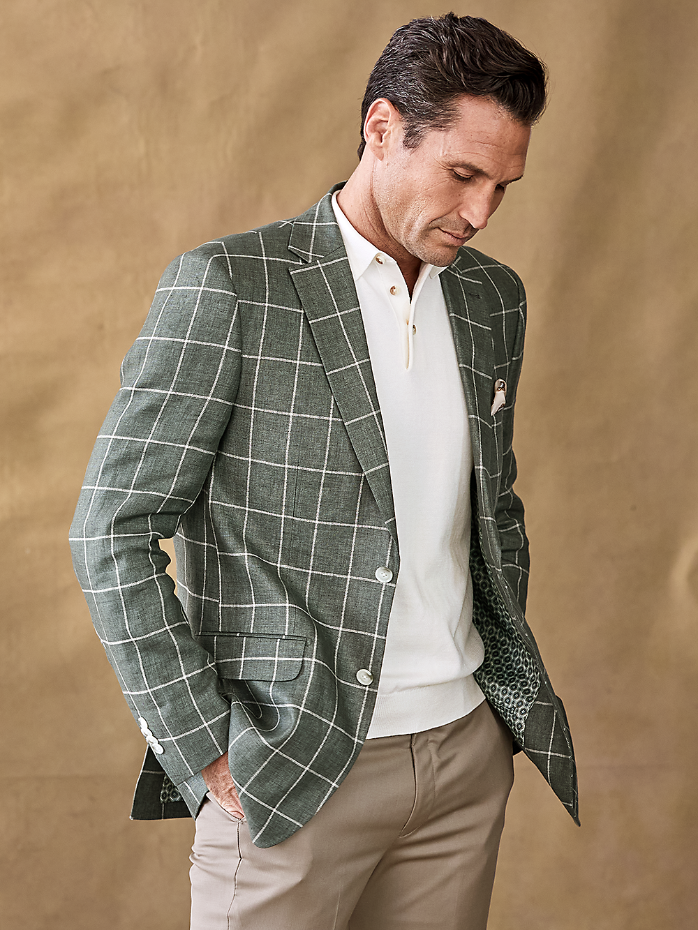 Alternate Image of Linen Windowpane Single Breasted Notch Lapel Sport Coat-1