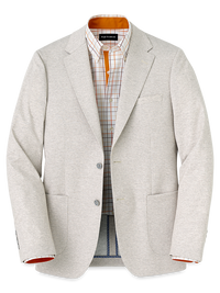 Microfiber Knit Stretch Notch Lapel Sport Coat - Oatmeal