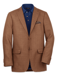 Linen Plaid Single Breasted Notch Lapel Sport Coat - Brown