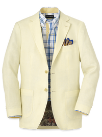 Linen Single Breasted Notch Lapel Sport Coat - Butter