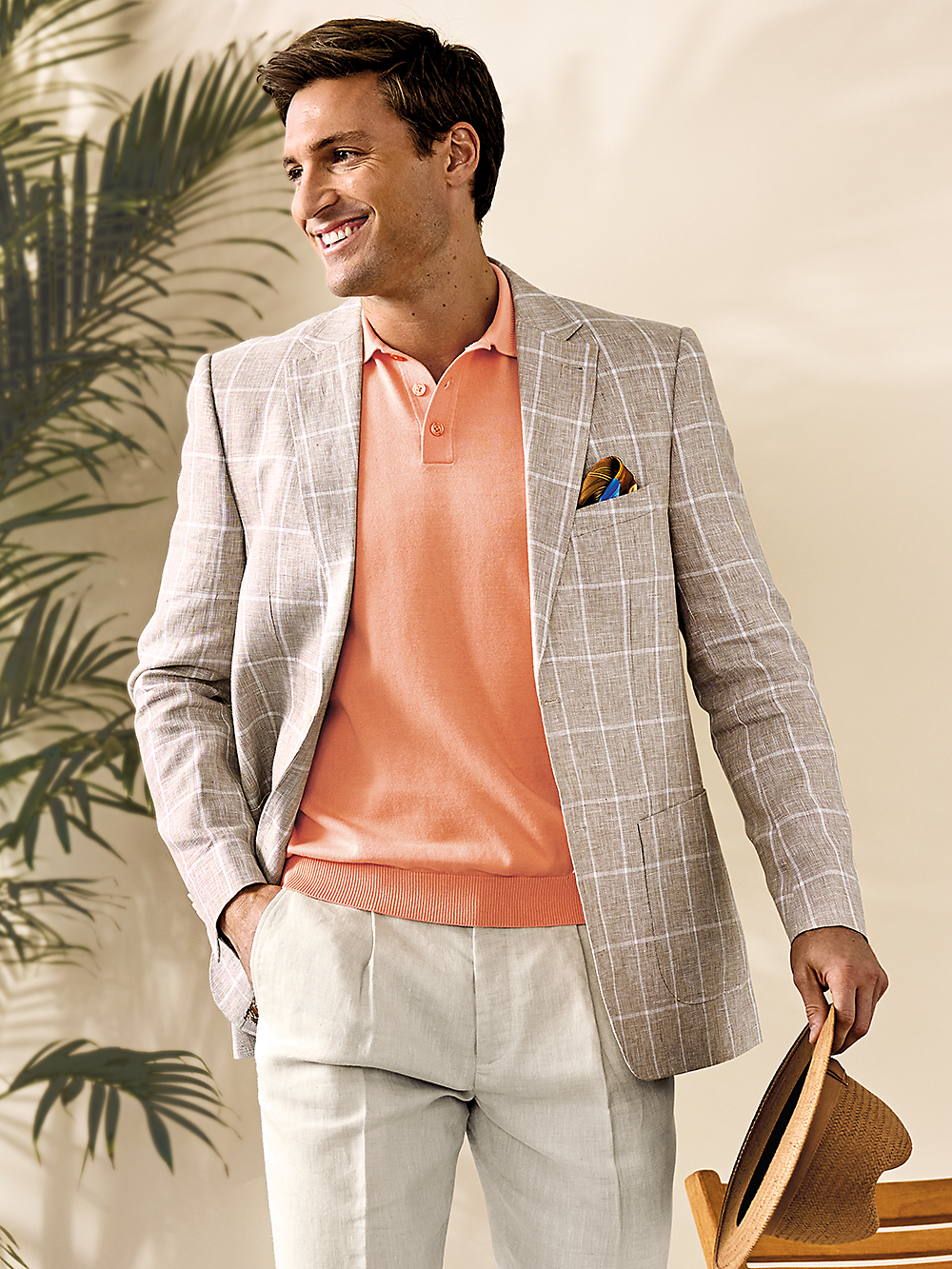 Alternate Image of Linen Windowpane Single Breasted Notch Lapel Sport Coat-1