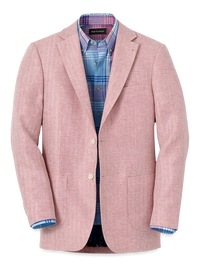 Linen Herringbone Single Breasted Notch Lapel Sport Coat - Watermelon