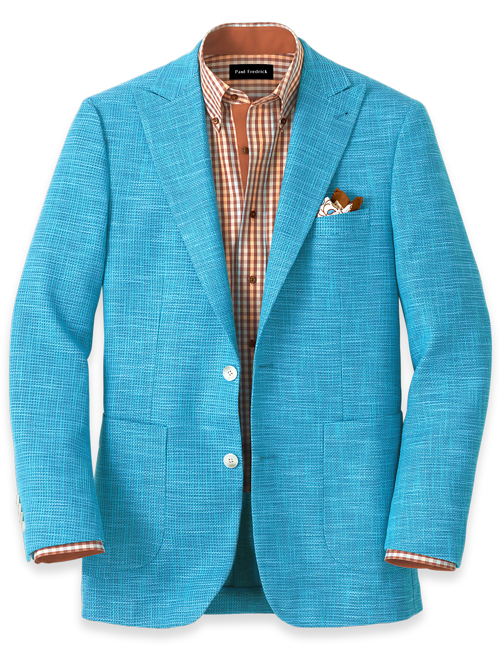 Product Image of Cotton Blend Peak Lapel Sport Coat-Aqua