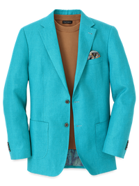 Linen Notch Lapel Sport Coat - Teal