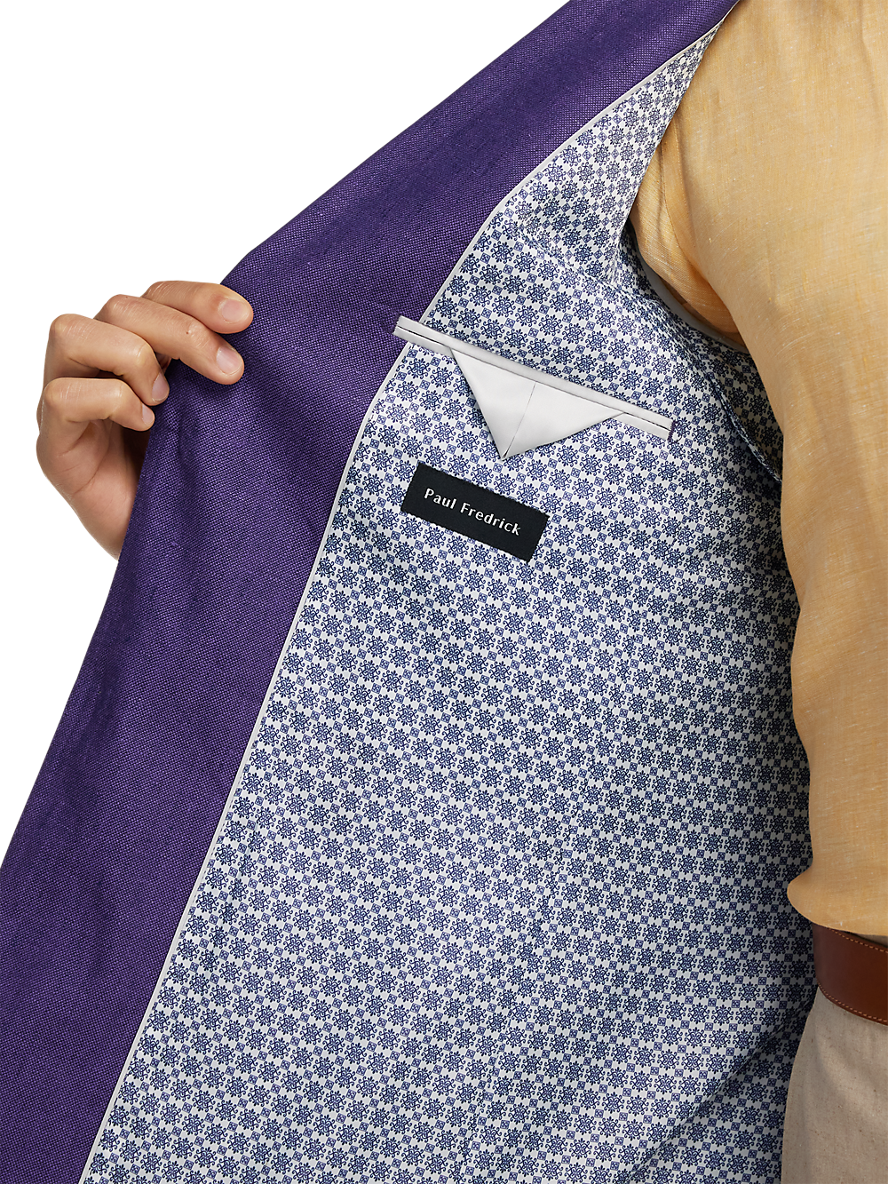 Linen Single Breasted Notch Lapel Sport Coat Purple 46 Long