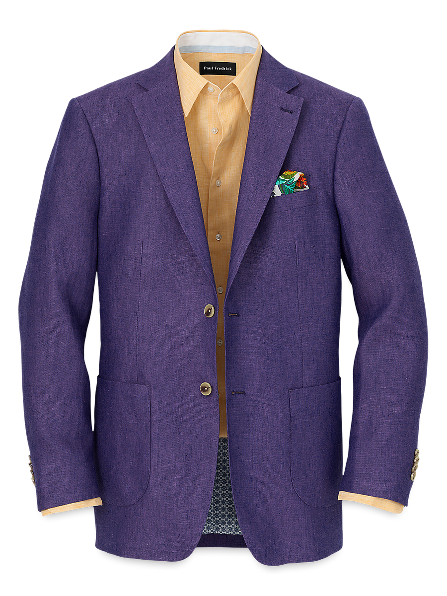 Linen Single Breasted Notch Lapel Sport Coat Purple Paul Fredrick