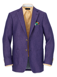 Linen Single Breasted Notch Lapel Sport Coat - Purple