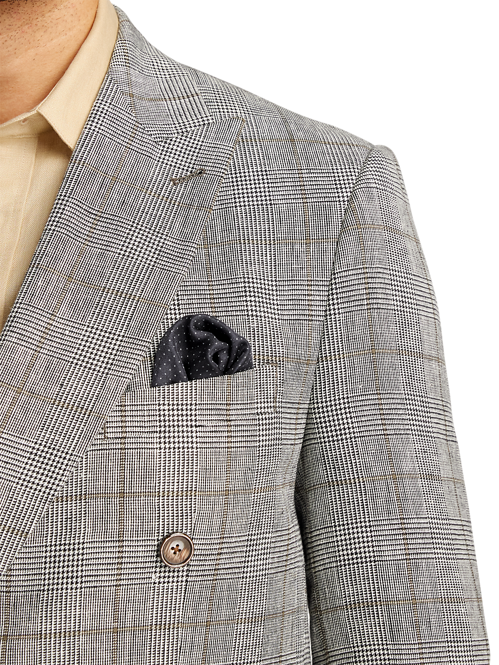 Alternate Image of Linen Blend Plaid Double Breasted Peak Lapel Sport Coat-5