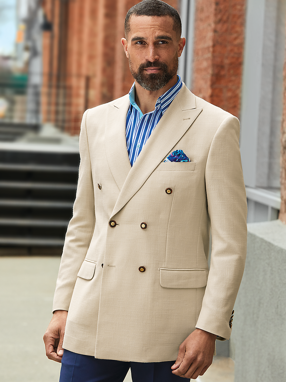 Alternate Image of Wool Blend Double Breasted Peak Lapel Sport Coat-7