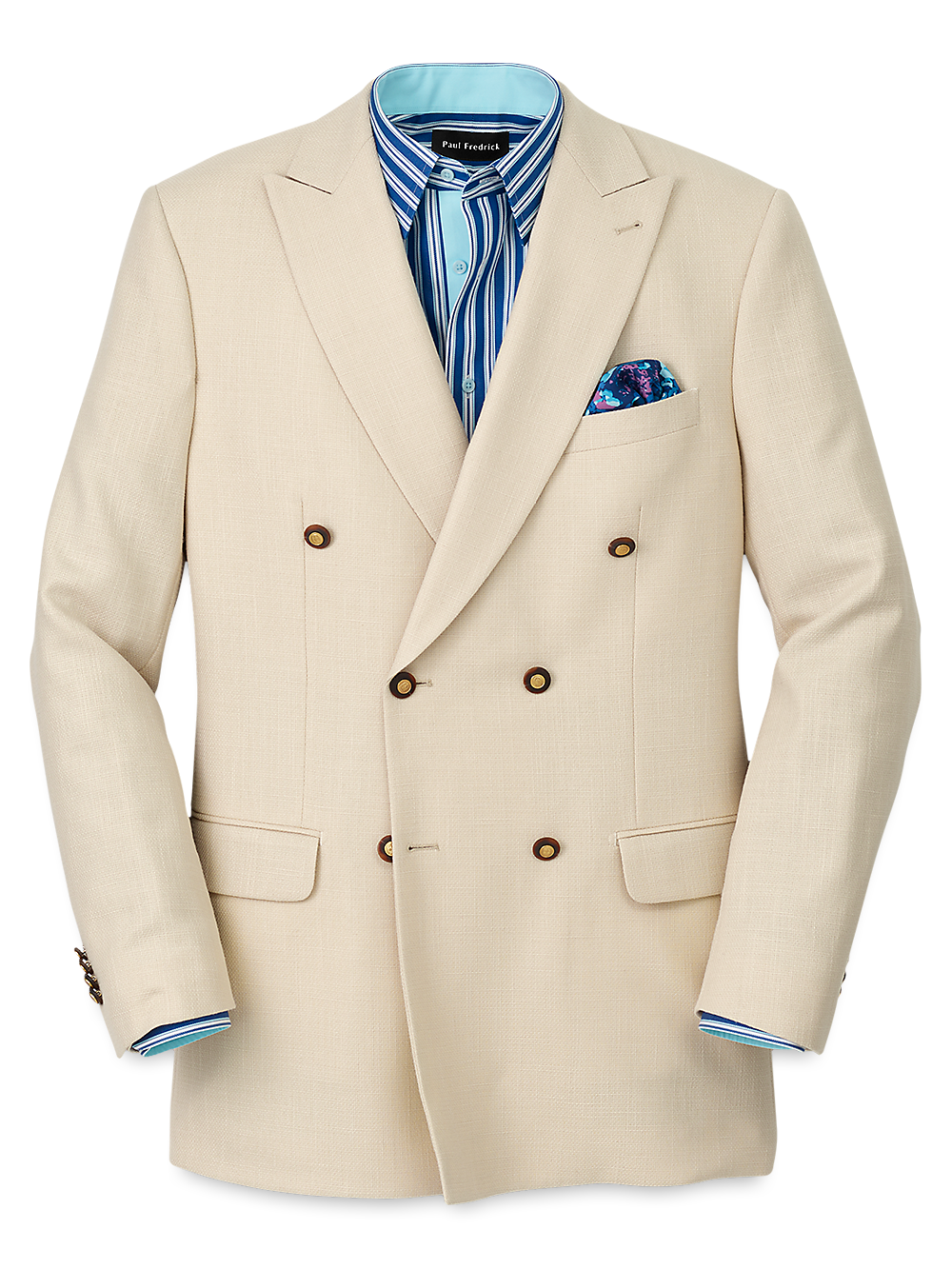 Product Image of Wool Blend Double Breasted Peak Lapel Sport Coat-Cream