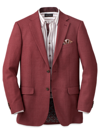 Wool Single Breasted Notch Lapel Sport Coat - Terracotta