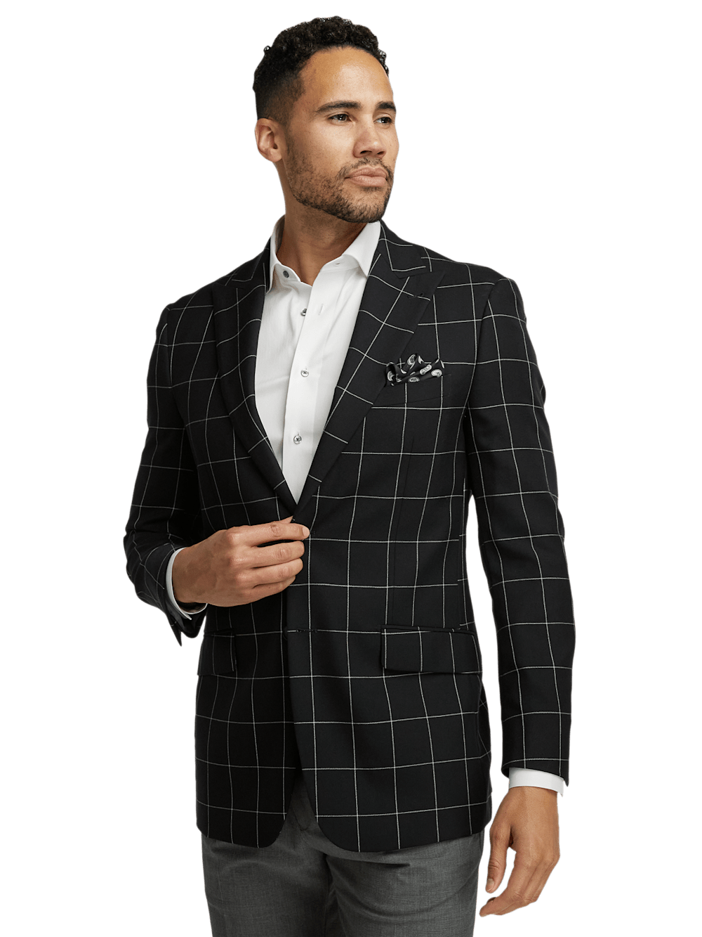 Alternate Image of Wool Windowpane Single Breasted Peak Lapel Sport Coat-1