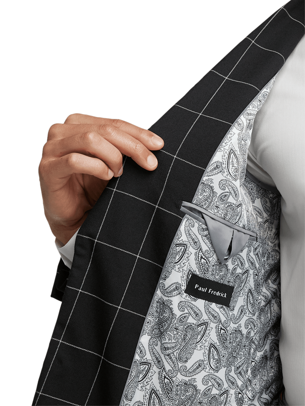 Alternate Image of Wool Windowpane Single Breasted Peak Lapel Sport Coat-3