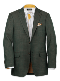 Wool Single Breasted Notch Lapel Sport Coat - Green/tan