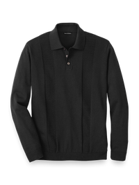 Cotton Three Button Polo - Black