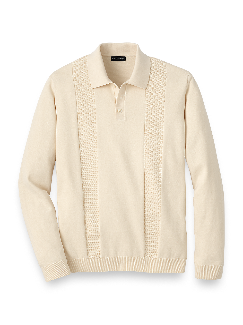 Product Image of Cotton Three Button Polo-Ivory