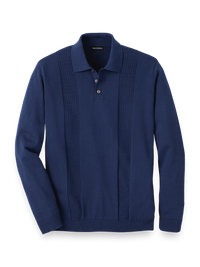 Cotton Three Button Polo - Navy