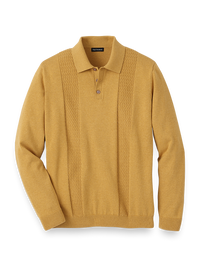 Cotton Three Button Polo - Gold