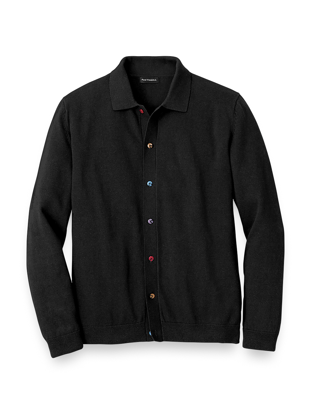 Product Image of Cotton Button Front Polo-Black