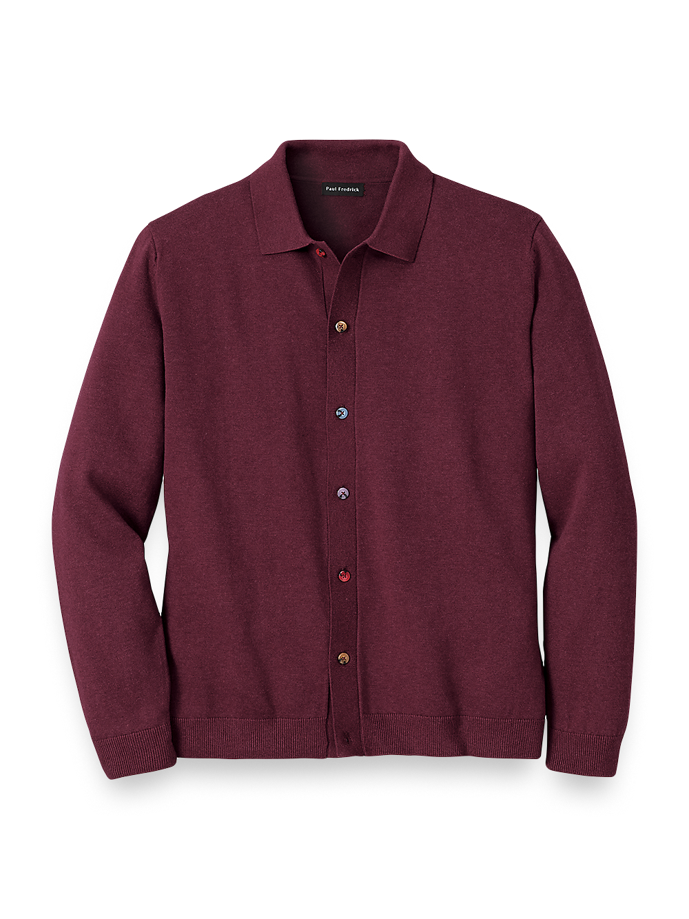 Product Image of Cotton Button Front Polo-Wine