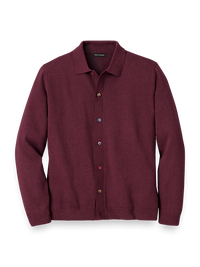 Cotton Button Front Polo - Wine