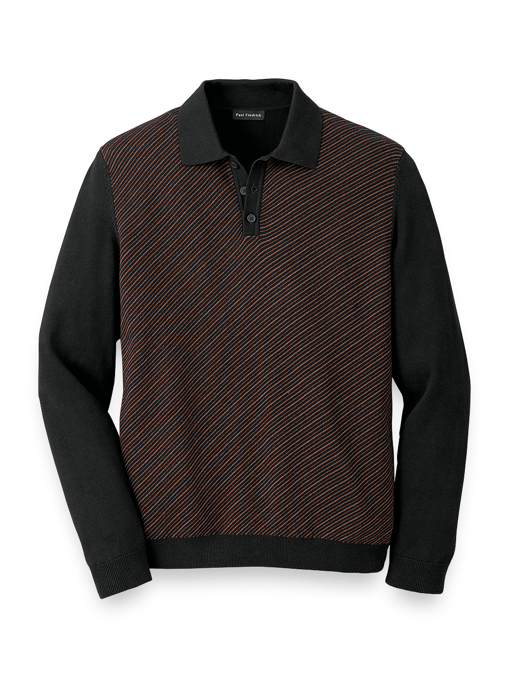 Product Image of Cotton Three Button Polo-Brown/Black