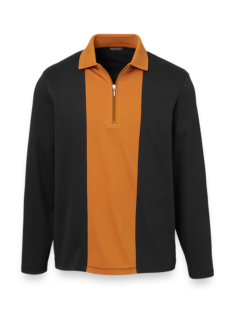 Product Image of Mercerized Cotton Zip Polo-Black/Copper