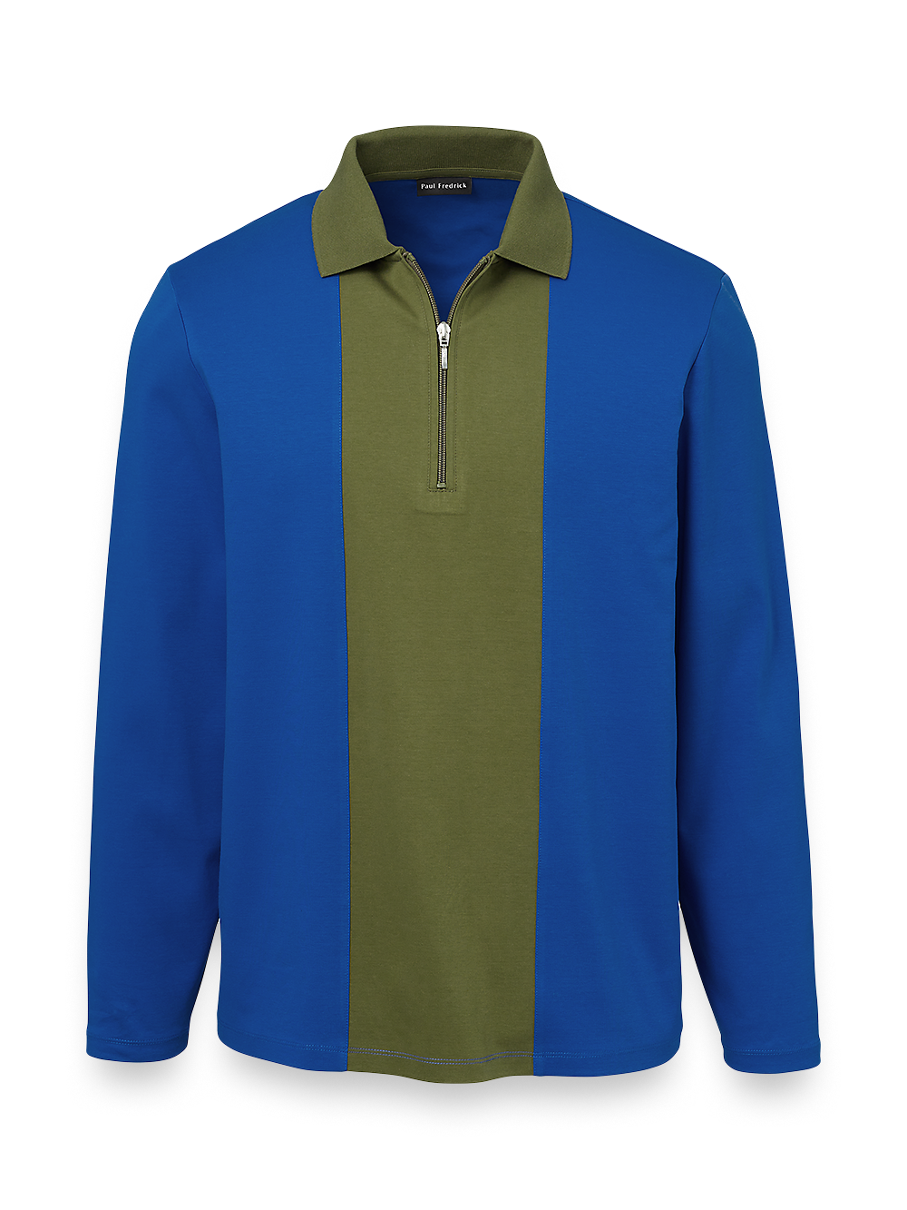 Product Image of Mercerized Cotton Zip Polo-Cobalt/Olive