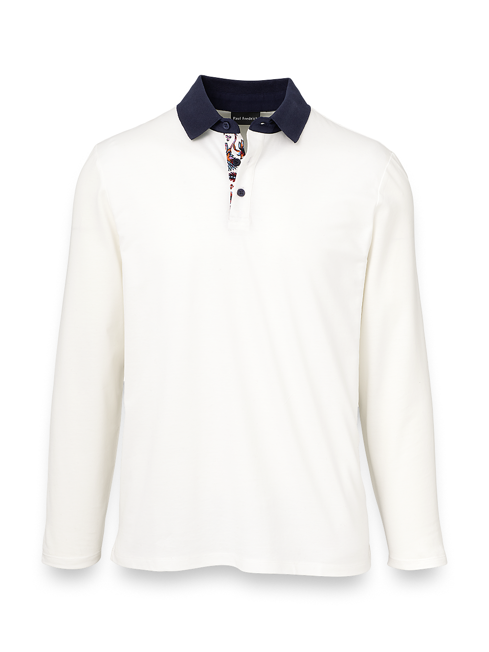 Product Image of Mercerized Cotton Pique Three Button Polo-Ivory