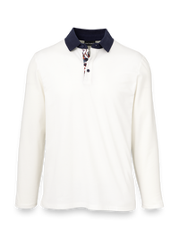 Mercerized Cotton Pique Three Button Polo - Ivory