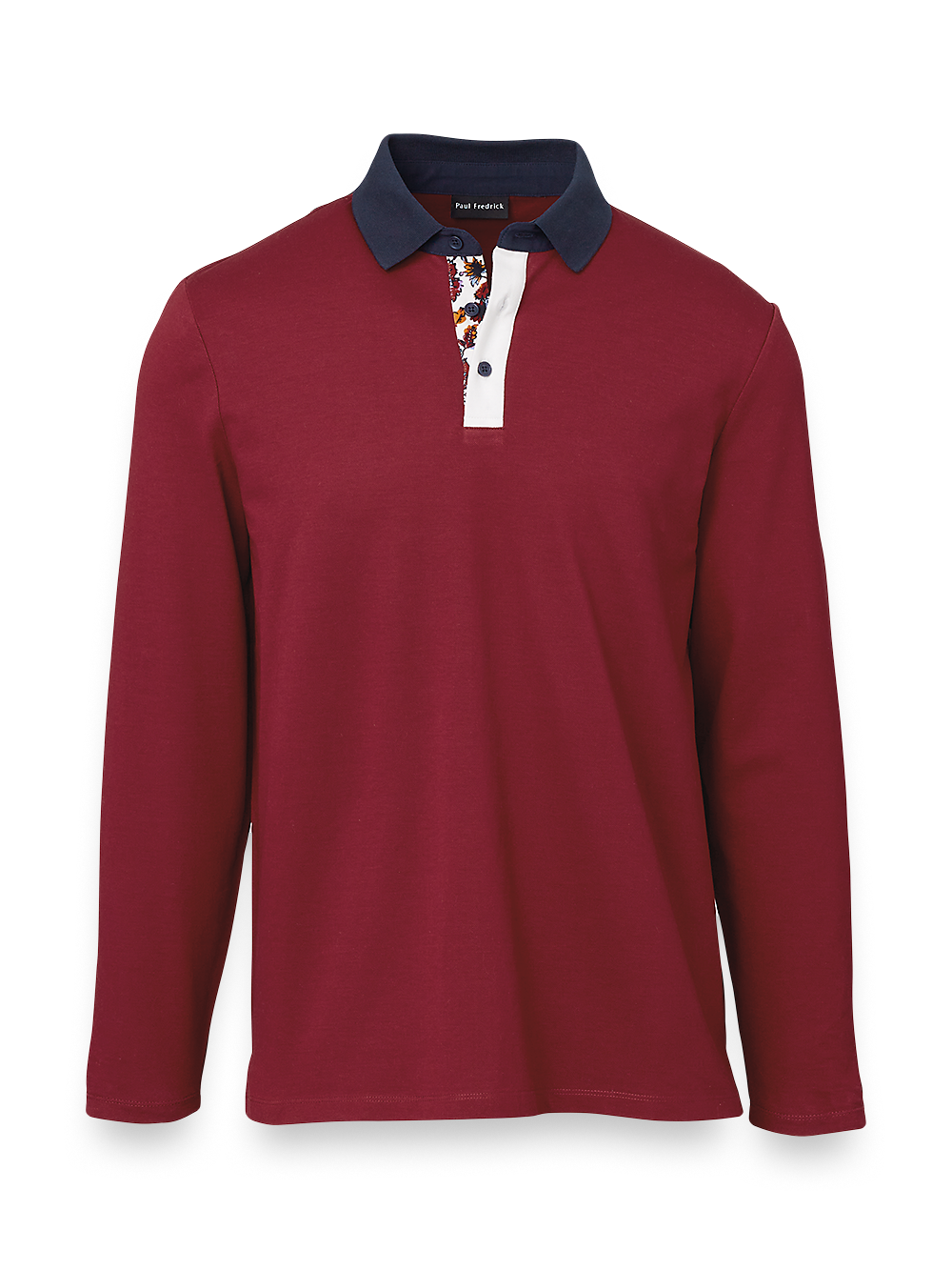 Product Image of Mercerized Cotton Pique Three Button Polo-Burgundy