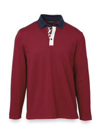 Mercerized Cotton Pique Three Button Polo - Burgundy