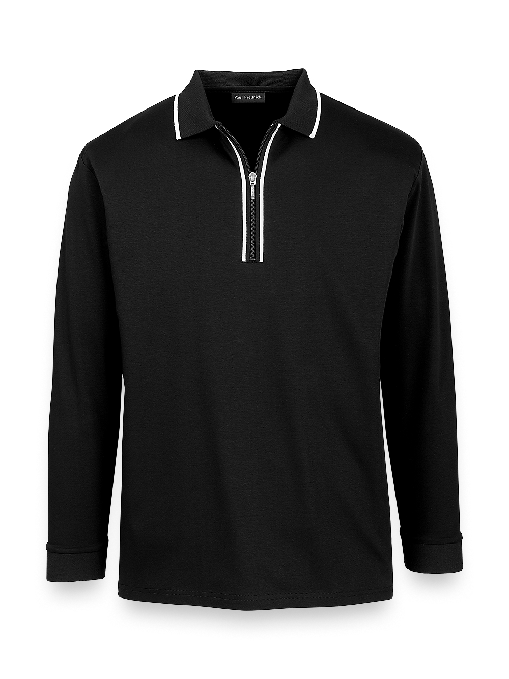 Product Image of Mercerized Cotton Zip Polo-Black