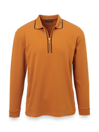 Mercerized Cotton Zip Polo - Copper