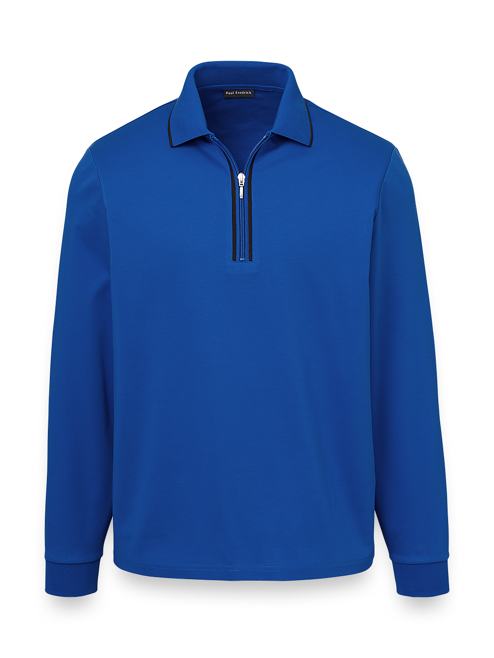 Product Image of Mercerized Cotton Zip Polo-Cobalt