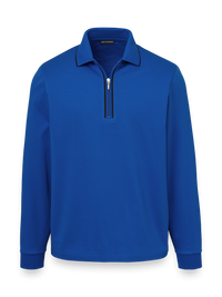 Mercerized Cotton Zip Polo - Cobalt