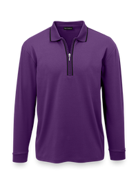 Mercerized Cotton Zip Polo - Dark Purple