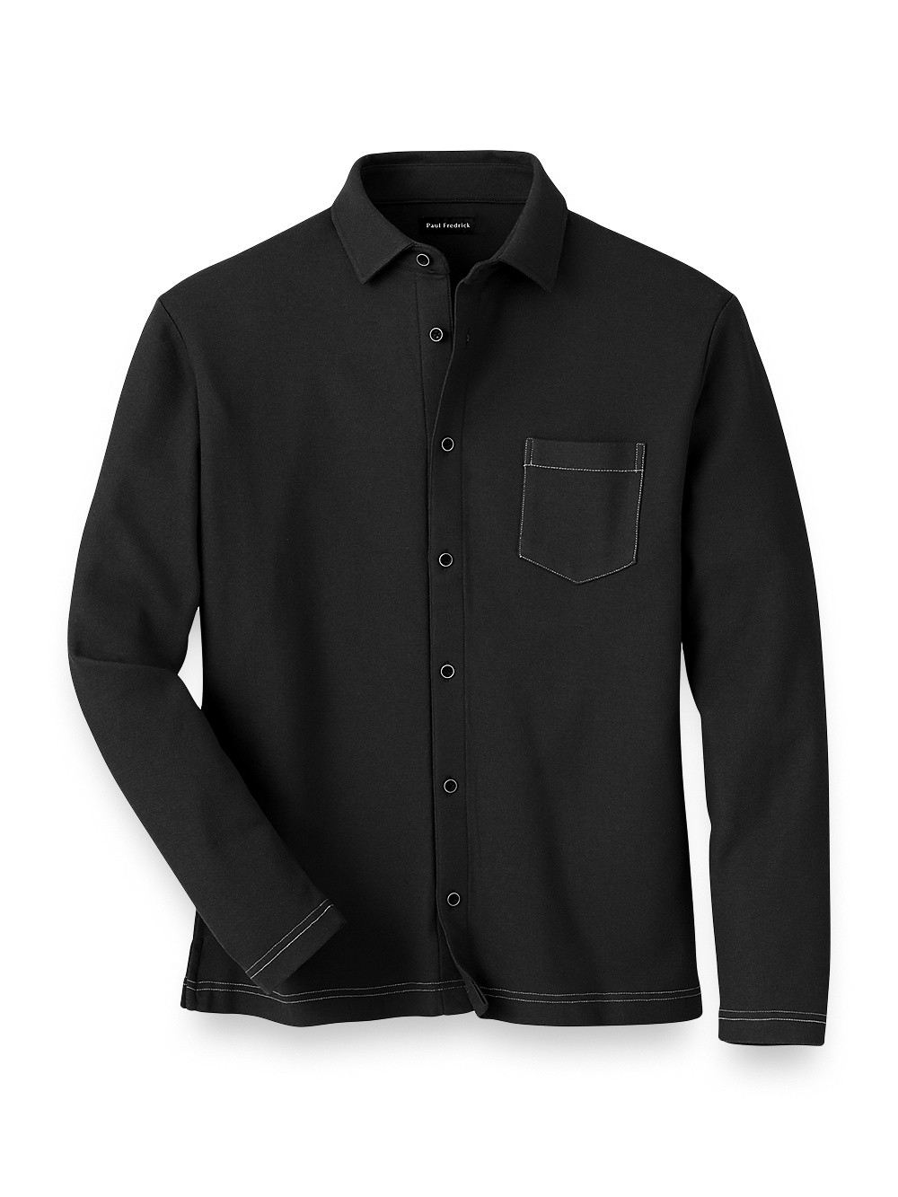 Product Image of Cotton Blend Button Front Polo-Black