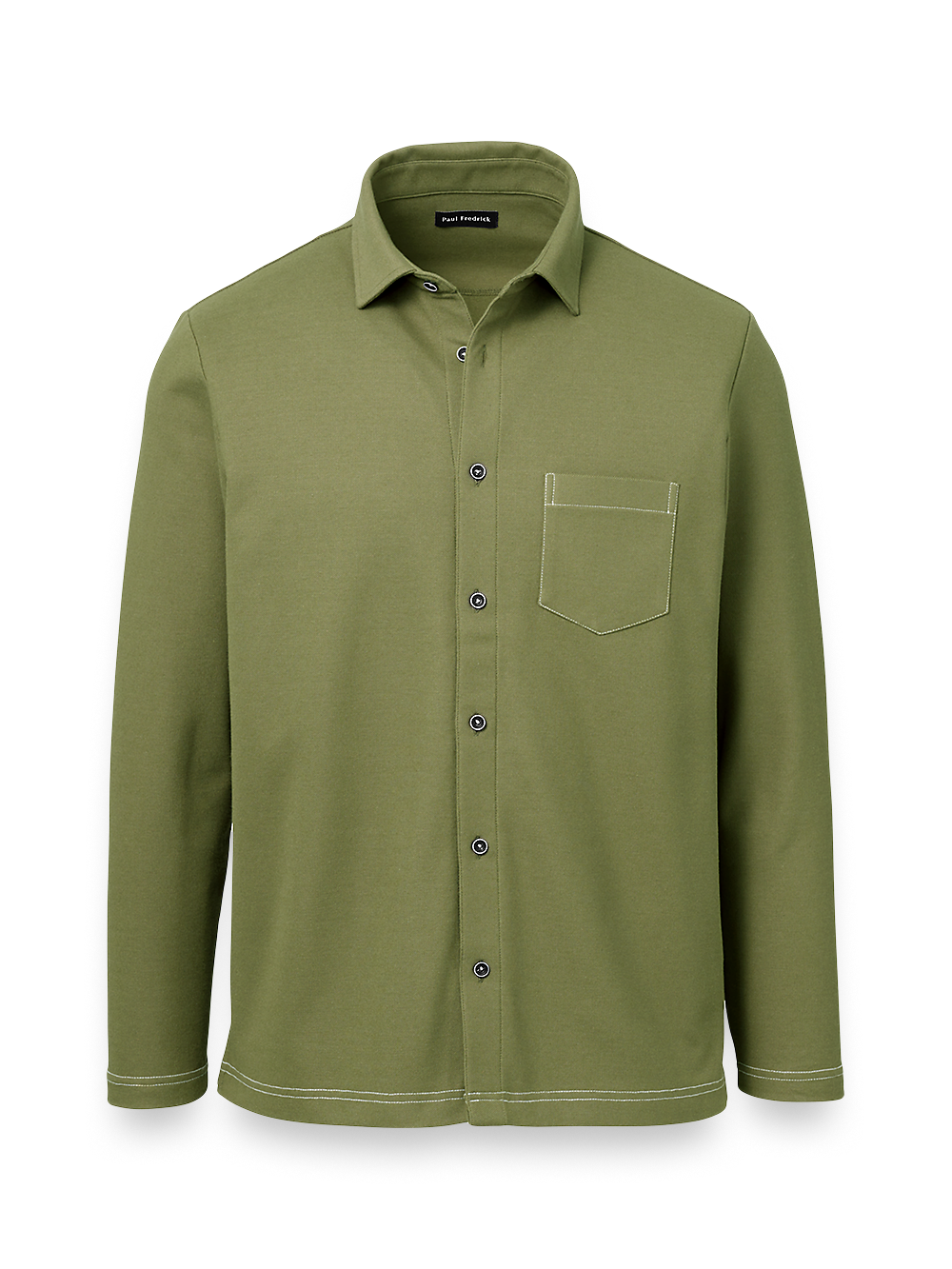 Product Image of Cotton Blend Button Front Polo-Olive