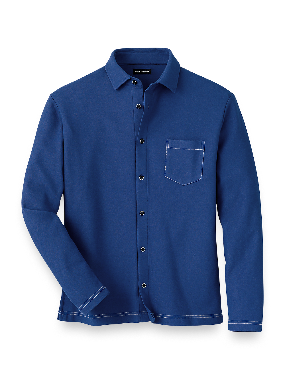 Product Image of Cotton Blend Button Front Polo-Navy