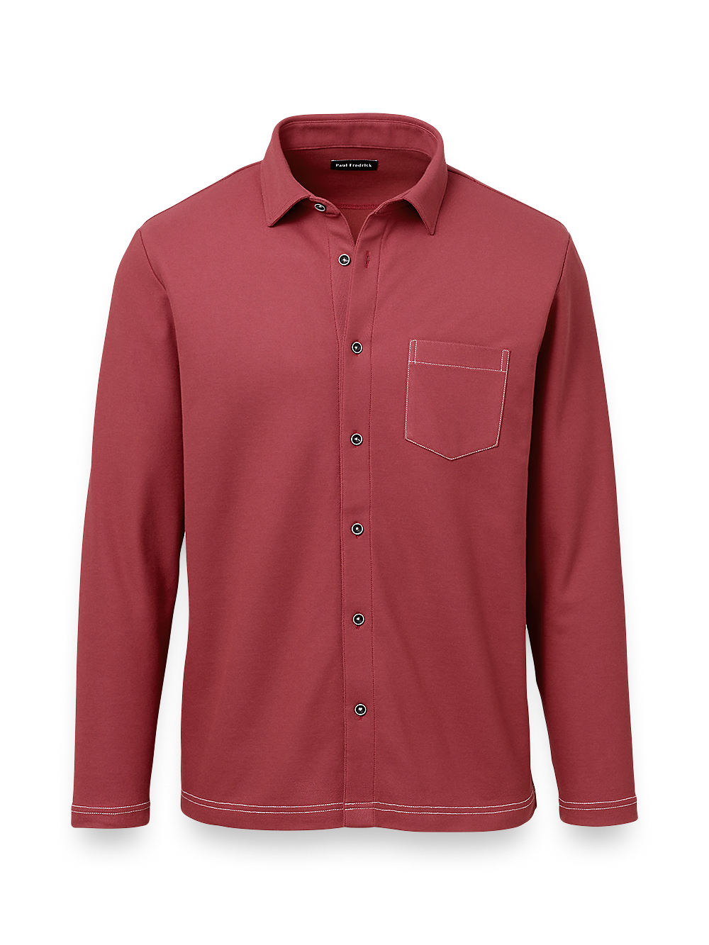 Product Image of Cotton Blend Button Front Polo-Burgundy