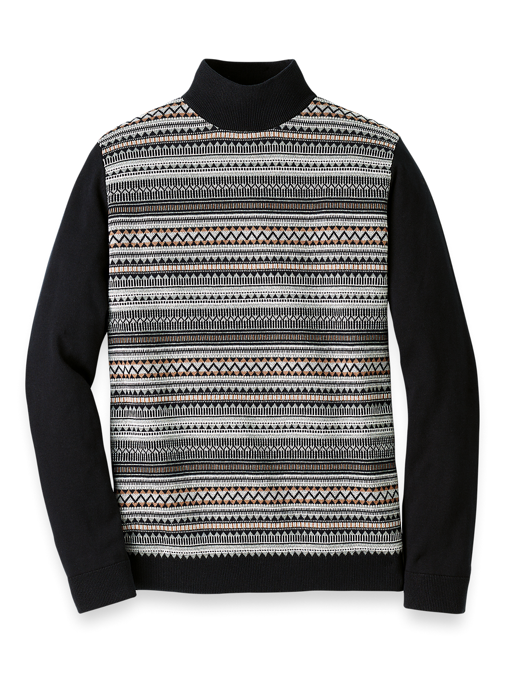 Product Image of Cotton Mock Neck Sweater-Black