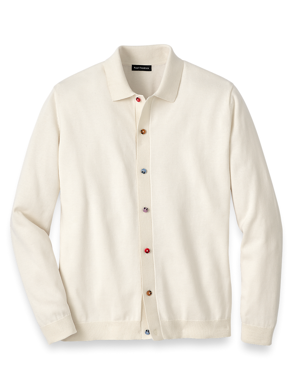 Product Image of Cotton Button Front Polo-Ivory