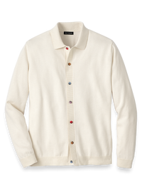 Cotton Button Front Polo - Ivory