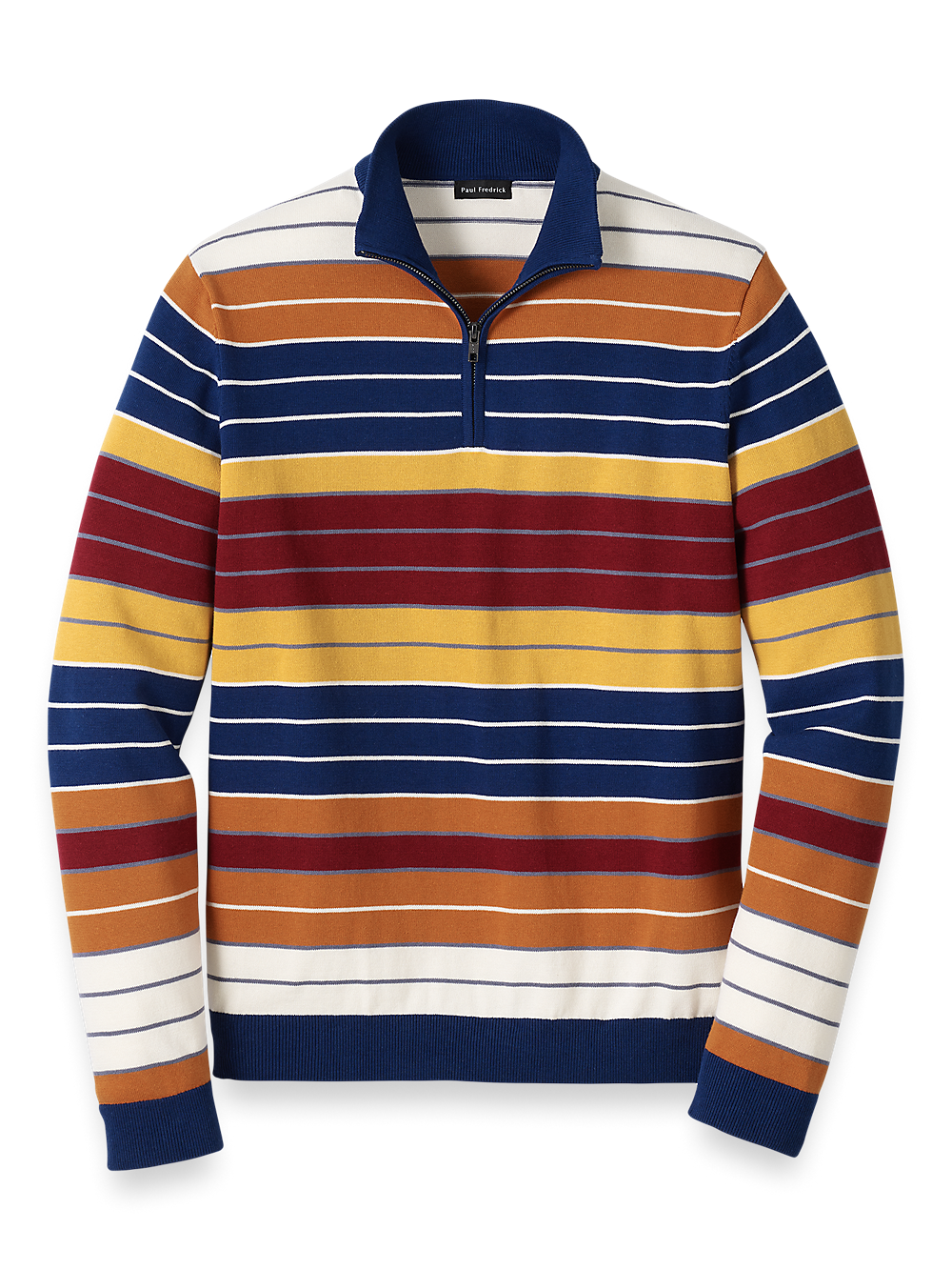 Product Image of Cotton Quarter Zip Mock Neck Sweater-Multi