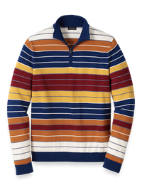 Cotton Quarter Zip Mock Neck Sweater - Multi