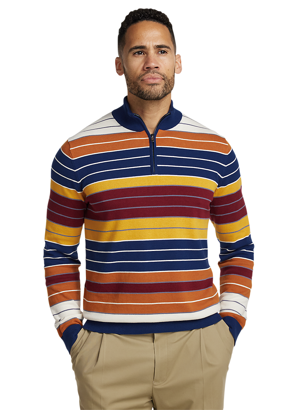 Alternate Image of Cotton Quarter Zip Mock Neck Sweater-1