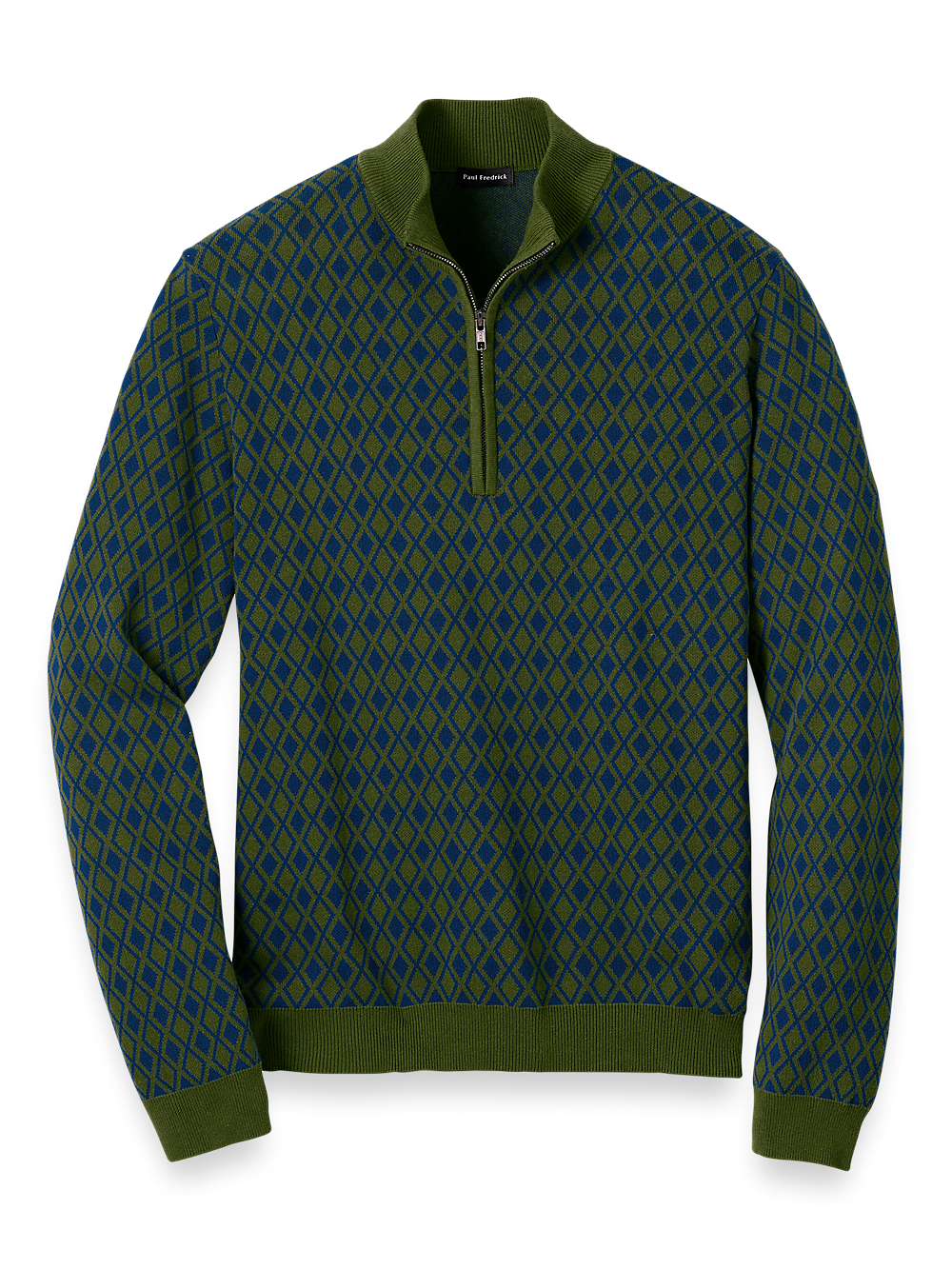 Product Image of Cotton Quarter Zip Mock Neck Sweater-Olive