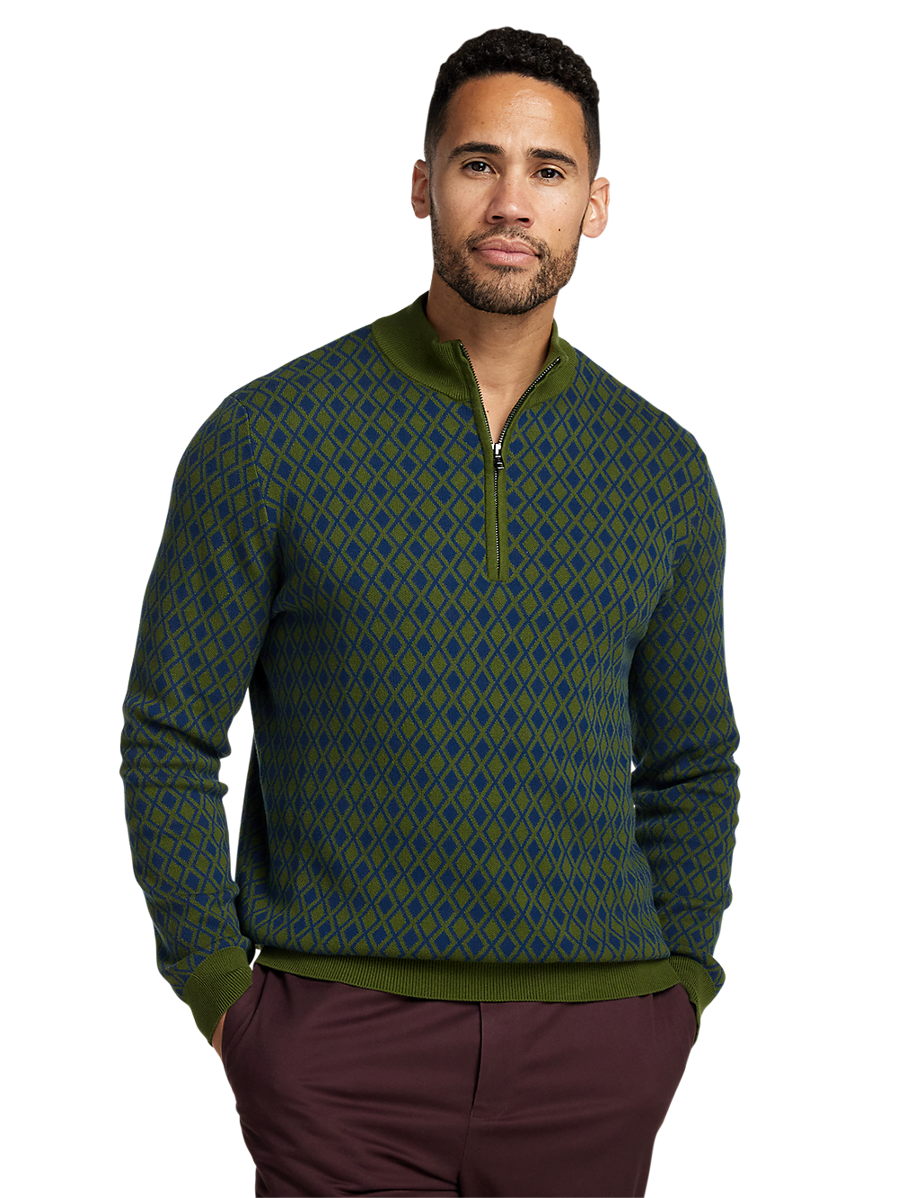 Alternate Image of Cotton Quarter Zip Mock Neck Sweater-1